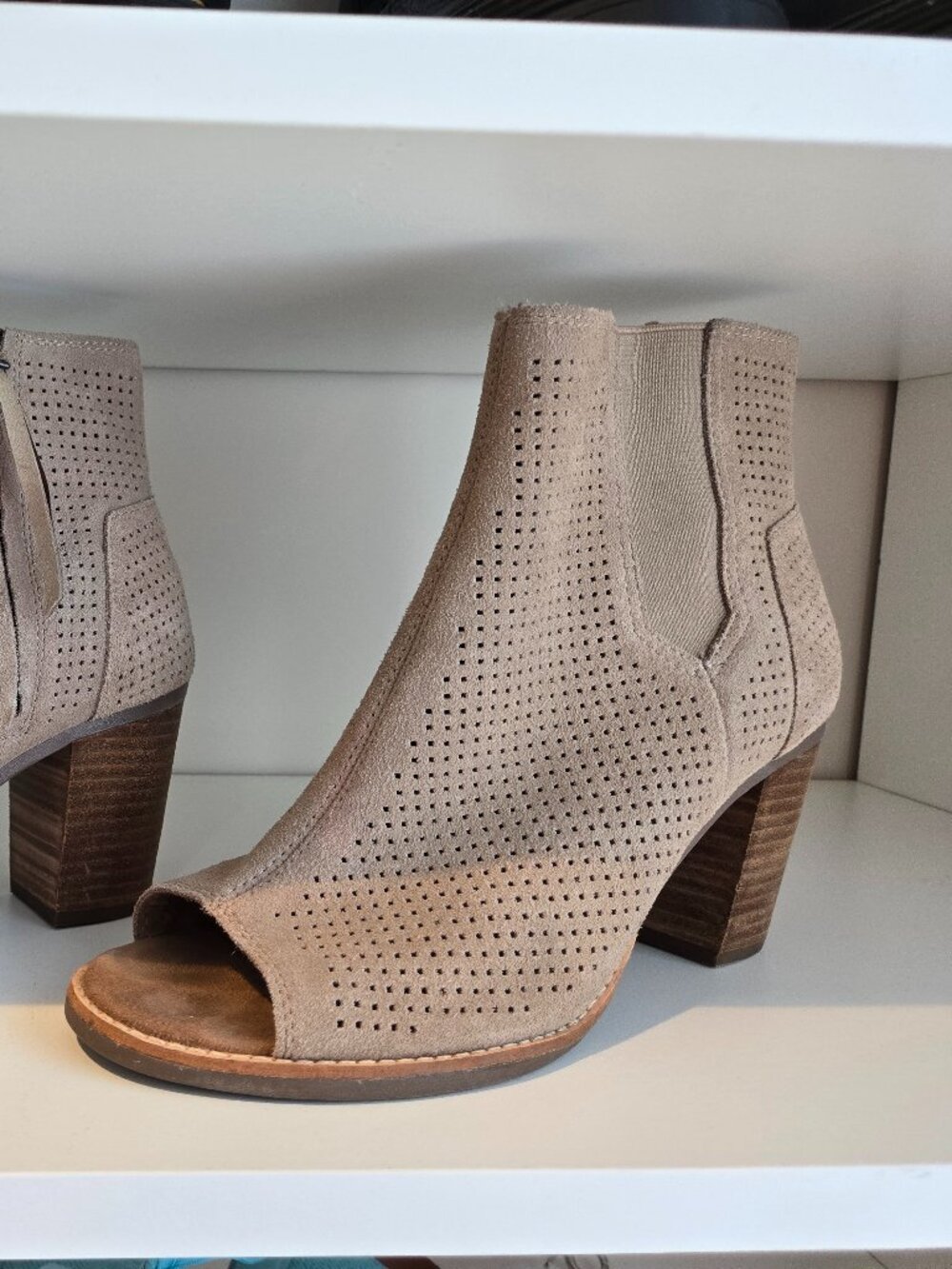 Toms - Majorca Open Toe Leather Pump Heels Boots Size 9.5